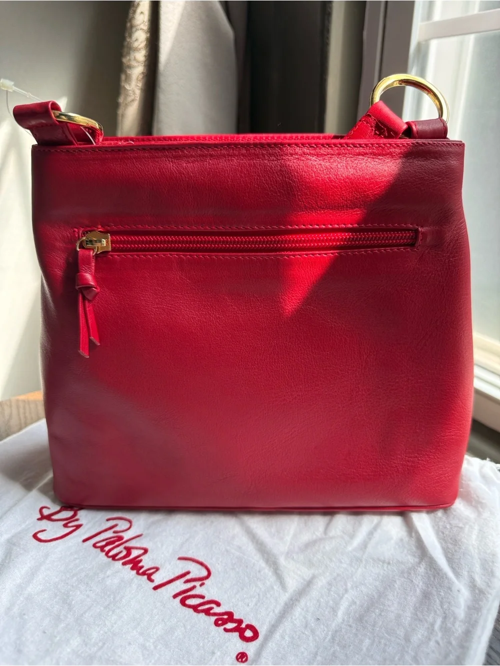 NWT Paloma Picasso Red Leather Shoulder Bag with Gold Hardware